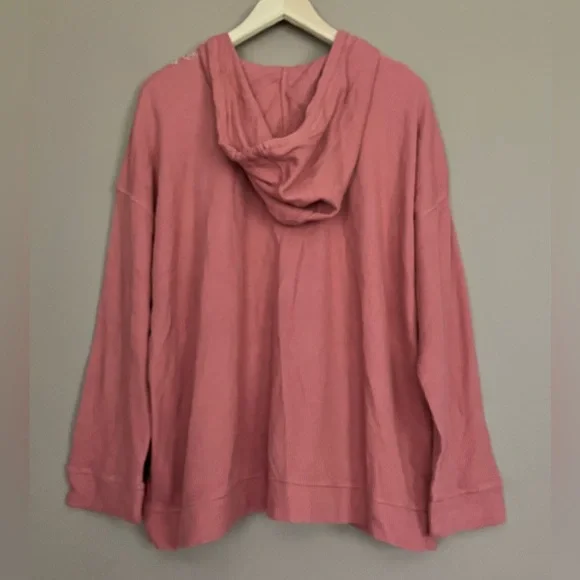{J. Jill} Embroidered Waffle Knit with Hood in Dusty Rose - Womens XL - Picture 5 of 10